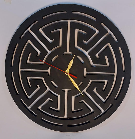 Versace Inspired Wooden Wall Clock | Bold Geometric Luxury Design