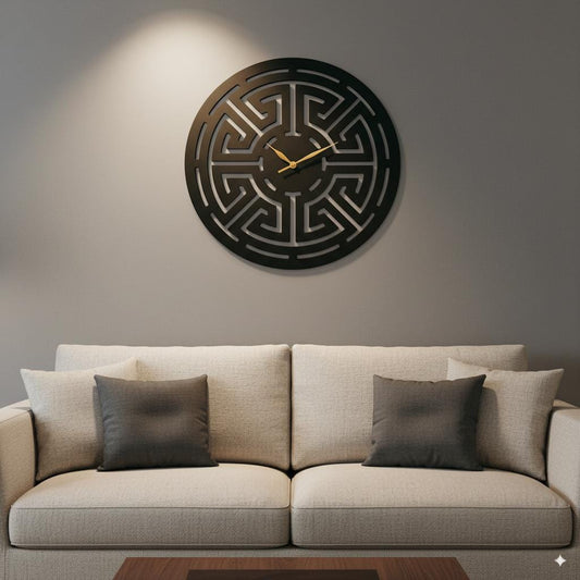 Versace Inspired Wooden Wall Clock | Bold Geometric Luxury Design