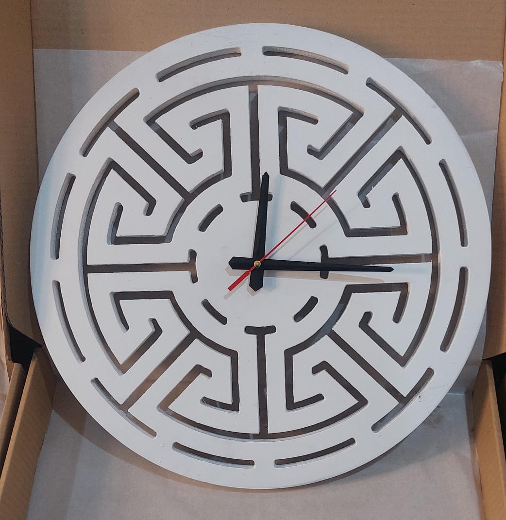 Versace Inspired Wooden Wall Clock | Bold Geometric Luxury Design