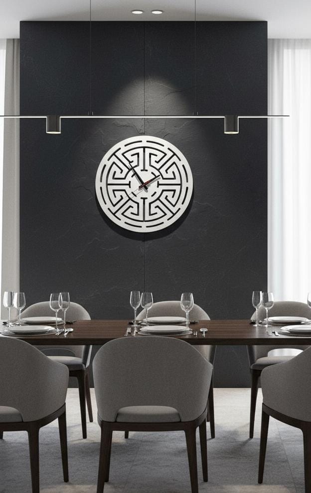 Versace Inspired Wooden Wall Clock | Bold Geometric Luxury Design