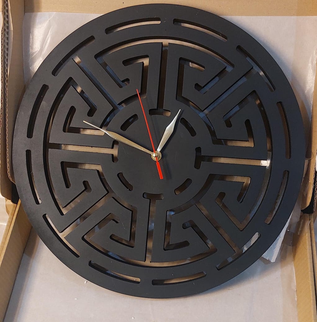 Versace Inspired Wooden Wall Clock | Bold Geometric Luxury Design
