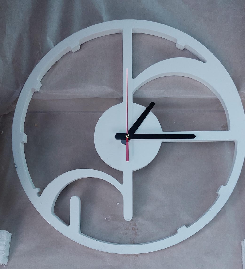 Modern Abstract Wooden Wall Clock | Minimalist White Cutout Design